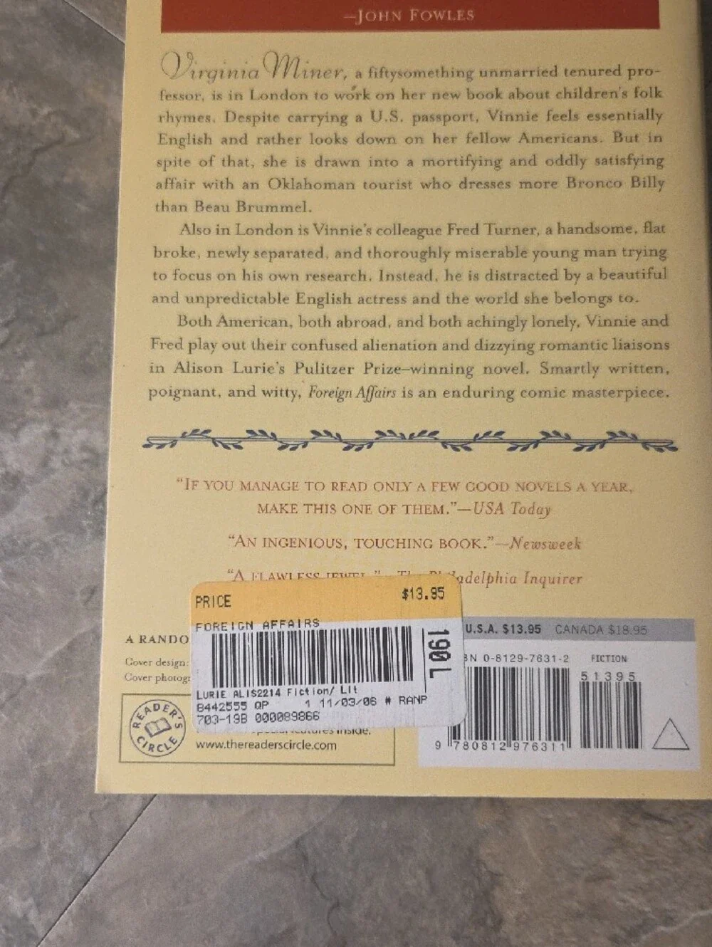 Foreign Affairs by Alison Lurie, Paperback